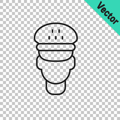 Black line Taxi driver icon isolated on transparent background. Vector