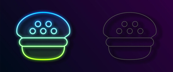 Glowing neon line Taxi driver cap icon isolated on black background. Vector - obrazy, fototapety, plakaty