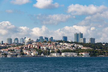 Fototapeta na wymiar View to skyscrapers on the European side of Bosporus