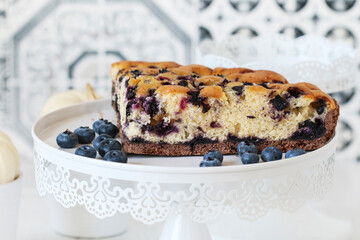 Traditional autumn blueberry seasonal cake.