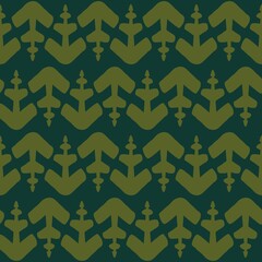 Vector abstract seamless pattern with green fir tree on the dark green color background. Repeating background for fabric, wrapping, packaging and other design.