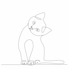kitten in one continuous line