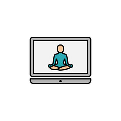 laptop line illustration colored icon. Signs and symbols can be used for web, logo, mobile app, UI, UX
