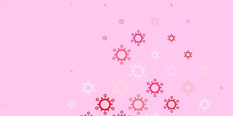 Light red vector background with covid-19 symbols.