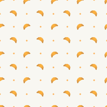 croissant cartoon seamless pattern