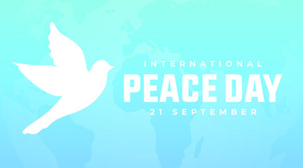 International peace day modern creative banner, sign, design concept, social media post, template with white text on a blue abstract background 