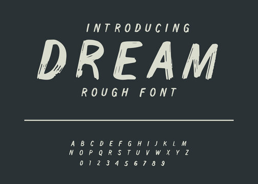 vintage rough brush font alphabet vector