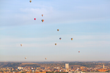 Valladolid. Spain. 09-11-2021. Hot air balloons in the patron saint festivities of Valladolid