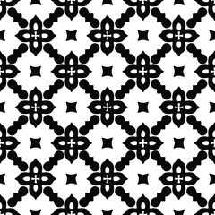 Flower geometric pattern. Seamless vector background. White and black ornament. Ornament for fabric, wallpaper, packaging. Decorative print