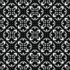 Flower geometric pattern. Seamless vector background. White and black ornament. Ornament for fabric, wallpaper, packaging. Decorative print