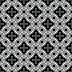 Flower geometric pattern. Seamless vector background. White and black ornament. Ornament for fabric, wallpaper, packaging. Decorative print