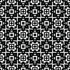 Flower geometric pattern. Seamless vector background. White and black ornament. Ornament for fabric, wallpaper, packaging. Decorative print