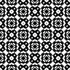 Flower geometric pattern. Seamless vector background. White and black ornament. Ornament for fabric, wallpaper, packaging. Decorative print