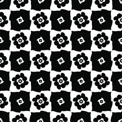 floral seamless pattern background.Geometric ornament for wallpapers and backgrounds. Black and white pattern.