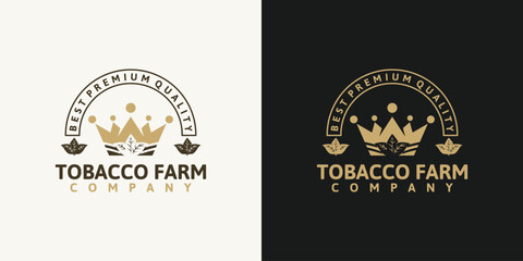 Tobacco farm,vintage logo with line art, for business reference
