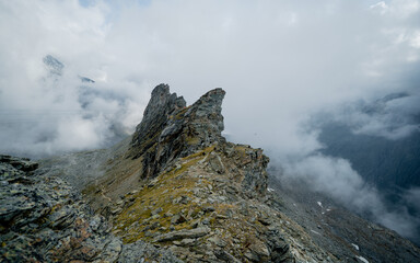 Aerial View of Austrian Alps in Summer from Defregger Haus near the Summit of Grossvenediger