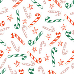 Color new year elements pattern in doodle technique for design. Vector illustration.