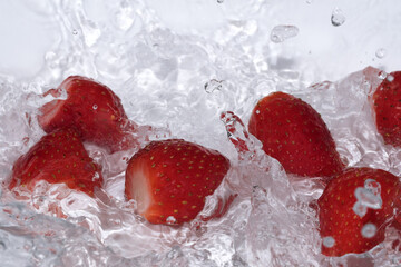 Ripe sweet fresh strawberry is washed