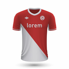 Realistic soccer shirt Monaco 2022, jersey template for football kit.