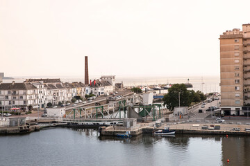Fototapeta premium Port and city of Saint Nazaire in Brittany, France
