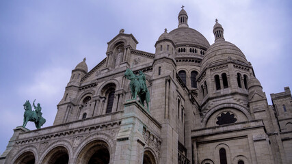 Basilica of the Sacred Heart of Paris during a cloudy day