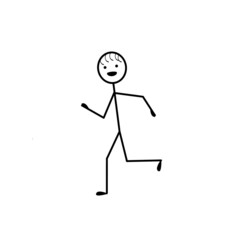 man silhouette, running, smiling, happy man sketch, isolat backgrounded on a white