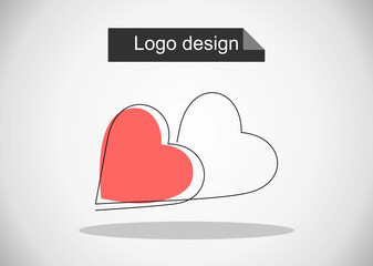 Continuous line drawing of love sign with two hearts.vector minimalist illustration of love concept