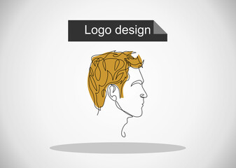Continuous one line drawing of man portrait. Hairstyle. Fashionable men's style.