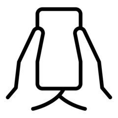 Palm holding phone icon outline vector. Hand mobile. Using cell