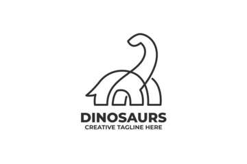 Brontosaur Dinosaur One Line Drawing Logo