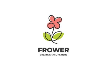 Simple Beautiful Flower One Line Logo