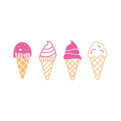 Ice cream cone set icon design template