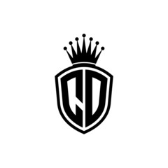 Monogram logo with shield and crown black simple CD