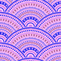 Ethnic circle shapes seamless geometric pattern.