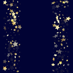 Gold falling star sparkle elements of glitter gradient vector background.