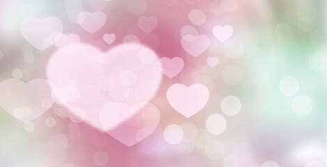 bstract bokeh heart shape background pink and white