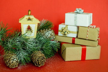 Pine branch with cones