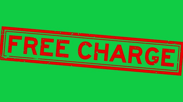 Grunge red free charge word square rubber seal stamp zoom on green background