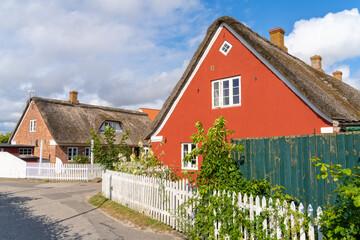 Fototapeta na wymiar Nordby village on Fanø, a Danish island in the North Sea off the off the Jutland Peninsula across the Wadden Sea