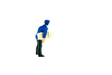 Miniature people office, worker, engineer worker, construction, cook, chief kitchen and traveler concept in variety action on white background