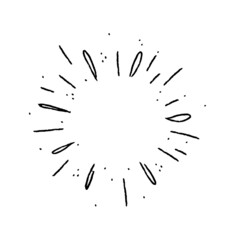 Sunburst doodle. Star, firework explosion. Hand drawn vector Illustration.