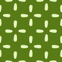 Seamless pattern Chinese cabbage on green background. Minimalism ornament with lettuce.