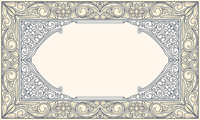 Decorative ornate retro floral blank card