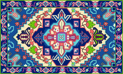 Persian carpet original design, tribal vector texture. Easy to edit and change a few global colors by swatch window
