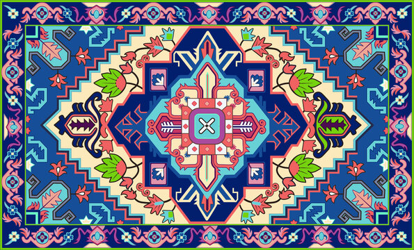 Persian carpet original design, tribal vector texture. Easy to edit and change a few global colors by swatch window
