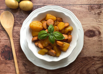 Austrian Potato Goulash with Frankfurter Sausage.