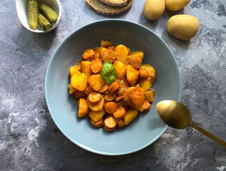 Austrian Potato Goulash with Frankfurter Sausage.