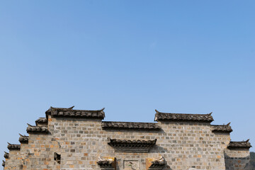Fototapeta na wymiar The walls of old houses in Hui style buildings