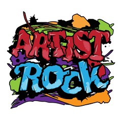 'Artist Rock' typography with graffiti style and grunge effects vector illustration text art on white background. Text Poster, also can be used on Print on demand Tshirt, Cup, Mug Printing.