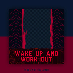 red blue sport work out sporty social media template post